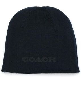 Coach Black Knit Logo Beanie